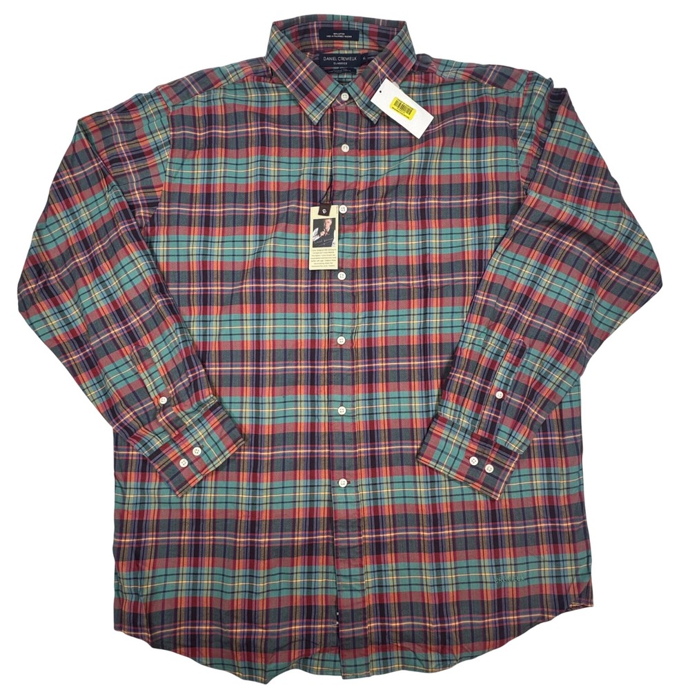 Daniel Cremieux Classics Tailored Fit Plaid Button Down Shirt Mens XL Multi
